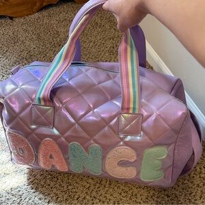 Quilted Purple Iridescent OMG Accessories Large Sequined Dance Duffel